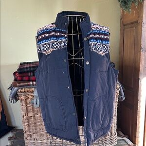 ASOS Fair Isle Navy Blue Puffer Vest